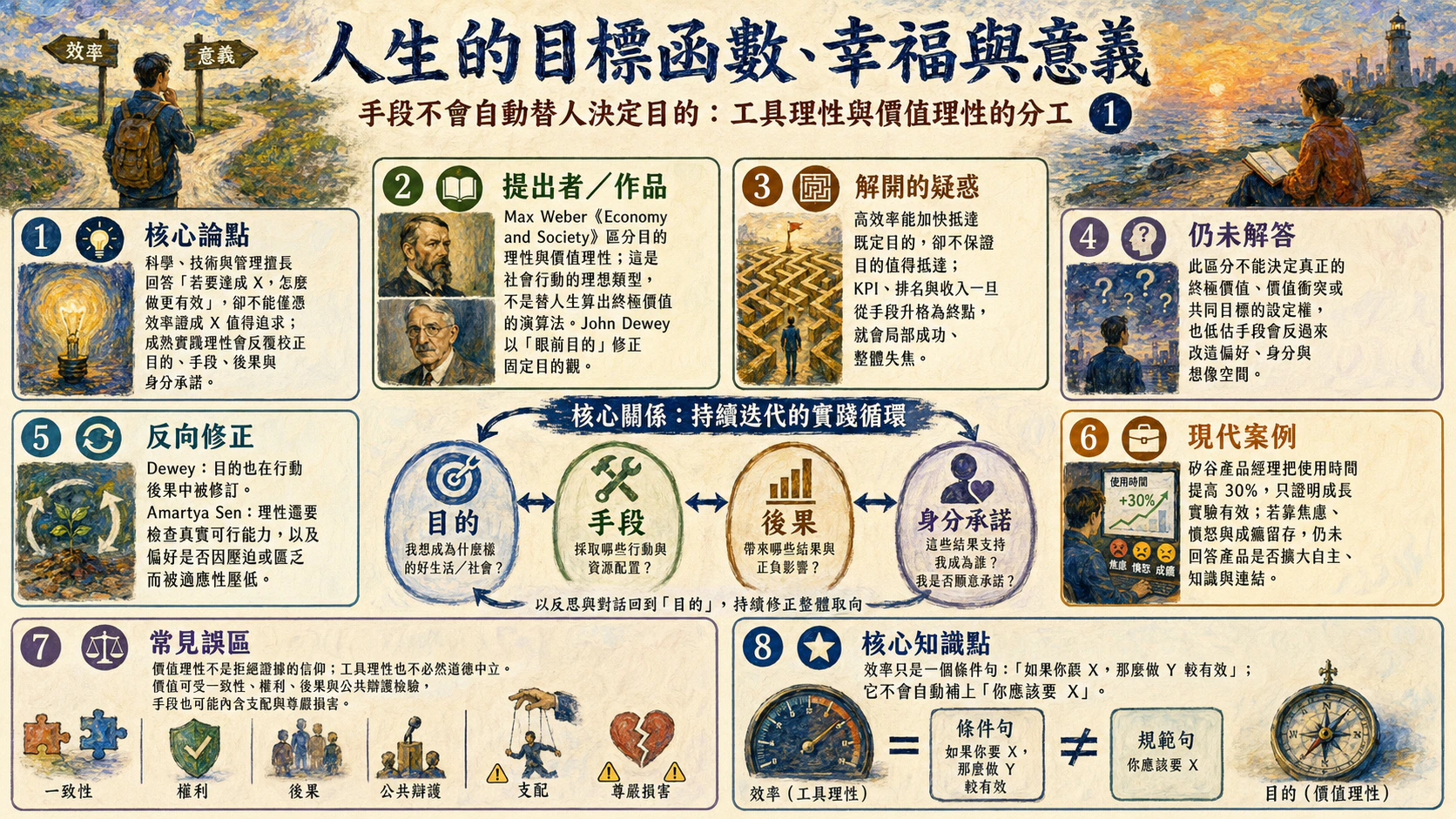 人生的目標函數、幸福與意義總覽圖