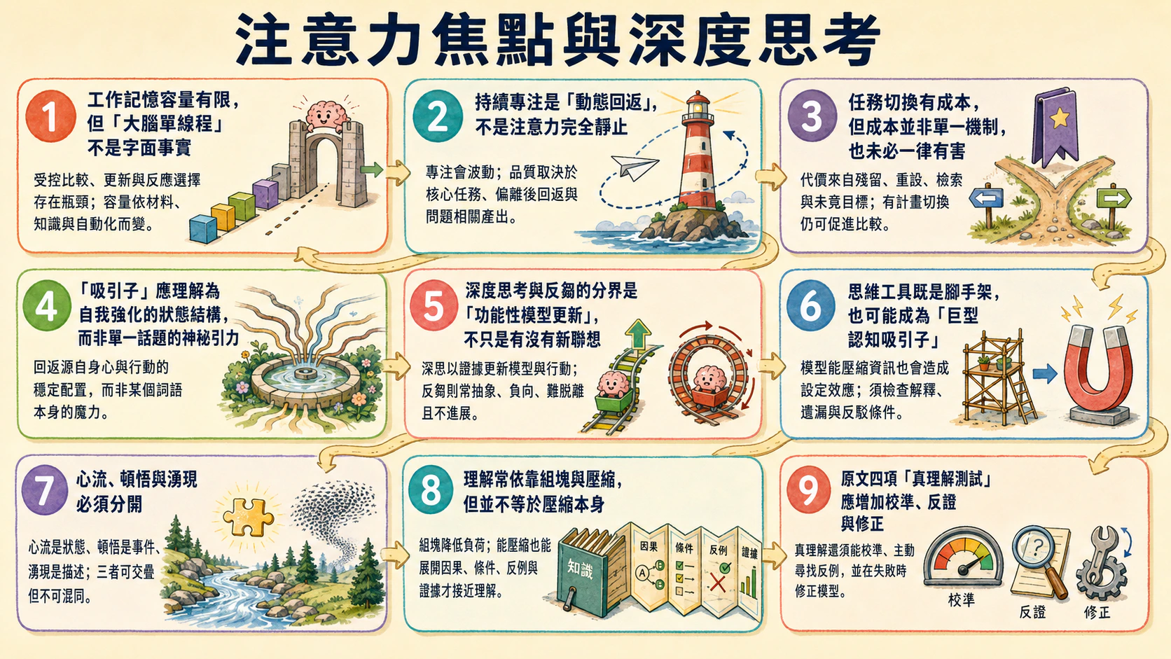 注意力焦點與深度思考總覽圖