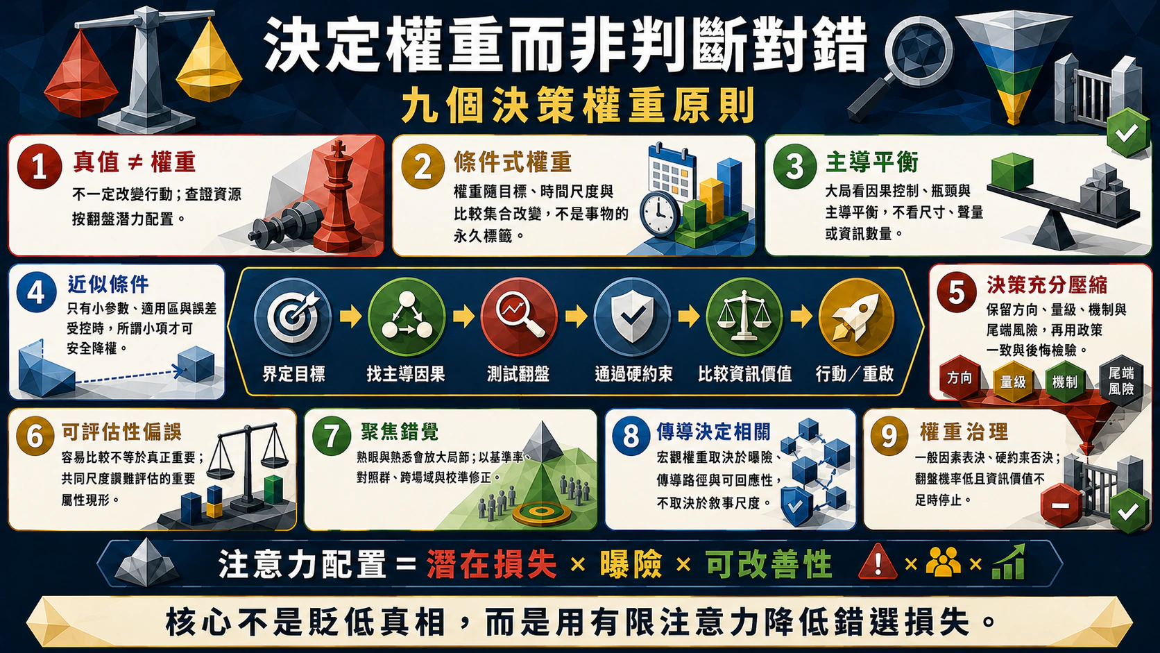 決定權重，而非判斷對錯總覽圖