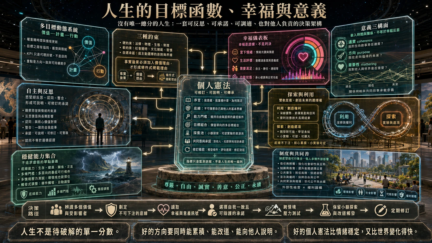 人生的目標函數、幸福與意義總覽圖