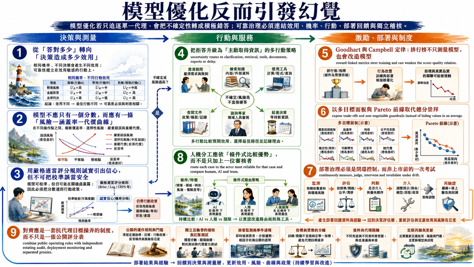 模型優化為何反而引發幻覺：效用決策、閉環治理與抗代理操弄總覽