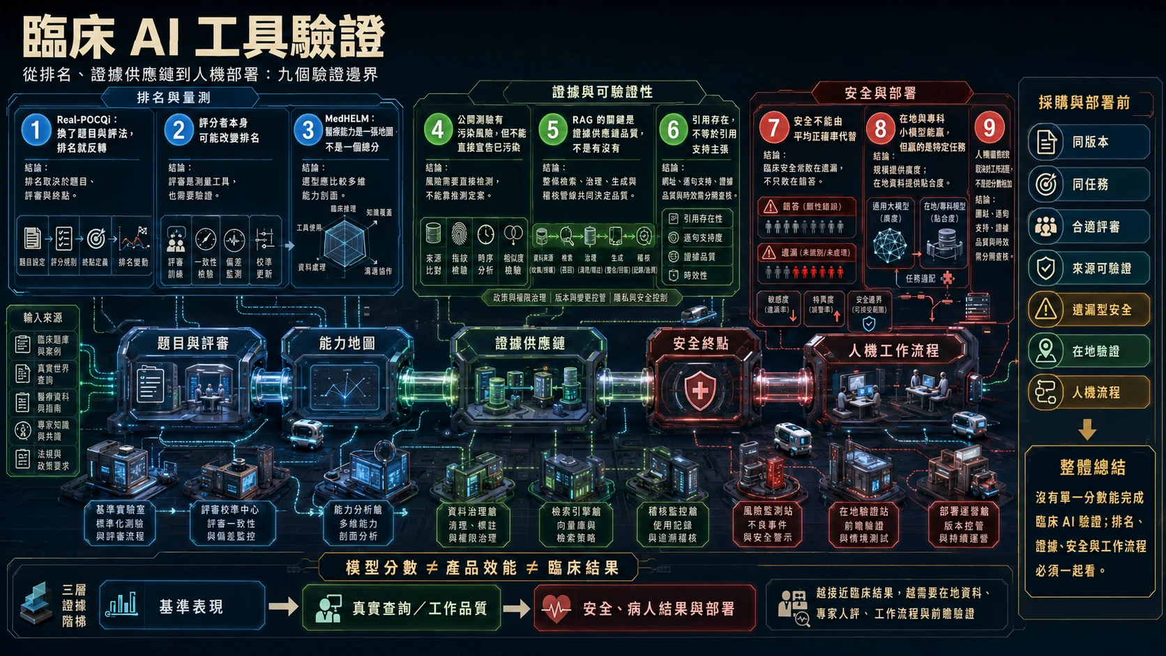 臨床 AI 工具驗證：真實問題、能力地圖與引用稽核總覽